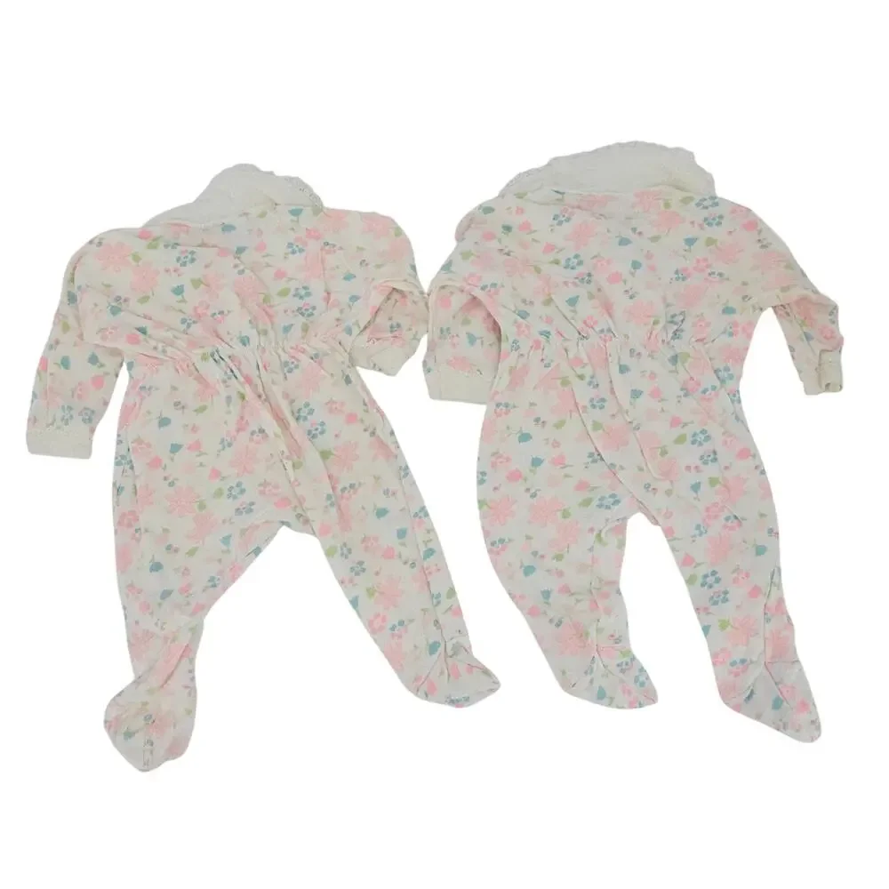 Vintage Carter's Pastel Floral Footed Pajama Footies TWIN Baby Girls M 6-12 mo